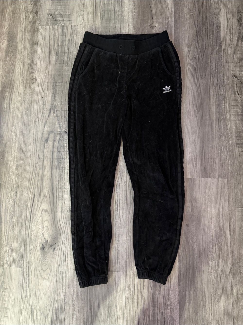 adidas Black Velour womens Joggers with Trefoil Logo